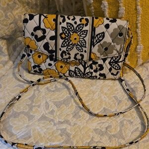 Vera Bradley Gone Wild Floral Quilted Crossbody Bag - Yellow and Black